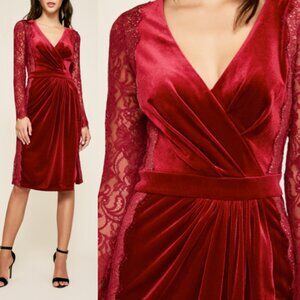 Tadashi Shoji Red Lace Velvet Dress